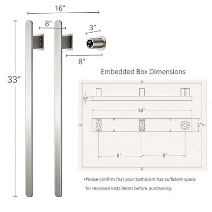 Bathroom Heated Towel Rack,Brushed Nickel Towel Warmer,2Bars, 110V | Smart Touch Control, Wall Mounted, Concealed Hardwired, Stainless Steel, Dry Towels in Modern Bathrooms, Space-Saving Design - color: Brushed Nickel-2 Bars