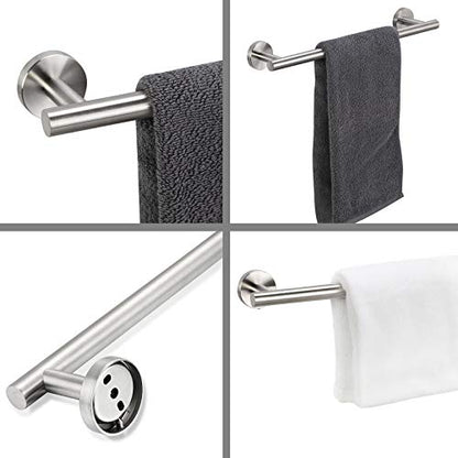 4 Pieces Bathroom Hardware Set-Towel Ring-Toilet Paper Roll Holder-Towel Hooks-Towel Bar Sets Heavy Duty SUS 304 Stainless Steel Wall Mount Bathroom Accessories,9100PC Polished Chrome - color: Brushed Nickel-4
