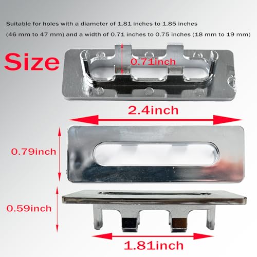 2 Pack Plastic Sink Basin Overflow Trim Rectangle Drain Cap Bathroom Sink Trim Overflow Cover Insert in Hole Round Caps for Kitchen Bathroom