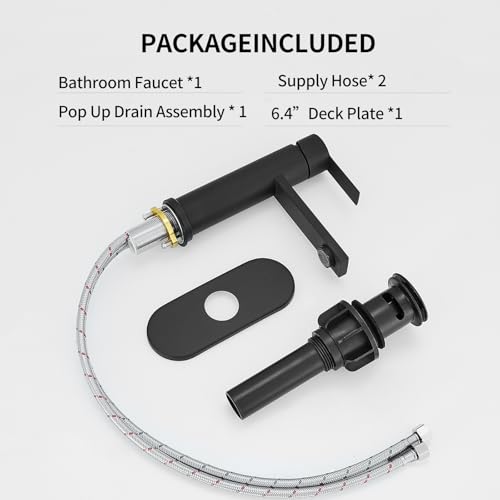 Bathroom Faucet Single Hole Single Handle Vanity Faucet | Modern Black Bathroom Faucet with Pop-Up Drain, Suitable for 1 Hole or 3 Hole Sink, Suitable for RV Etc Bathroom - color: Black