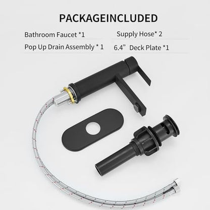 Bathroom Faucet Single Hole Single Handle Vanity Faucet | Modern Black Bathroom Faucet with Pop-Up Drain, Suitable for 1 Hole or 3 Hole Sink, Suitable for RV Etc Bathroom - color: Black