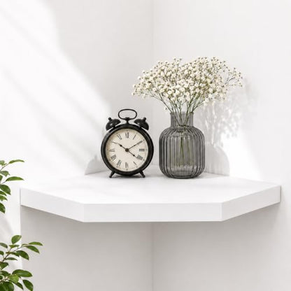 Floating Corner Wall Shelf, White MDF Display Shelf with Cable Management - color: White