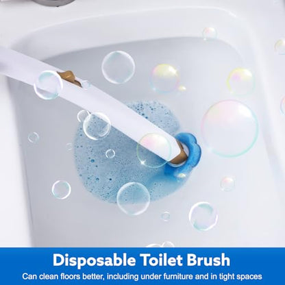 wlich Disposable Toilet Brush Set With 48 Refills, Wall-Mount Holder | Flexible Scrubbing Head, Hygienic Toilet Cleaning, Wall-Mounted Storage for Homes, Apartments, Dorms, Offices, Hotels - color: White+Gold - 48 Refills