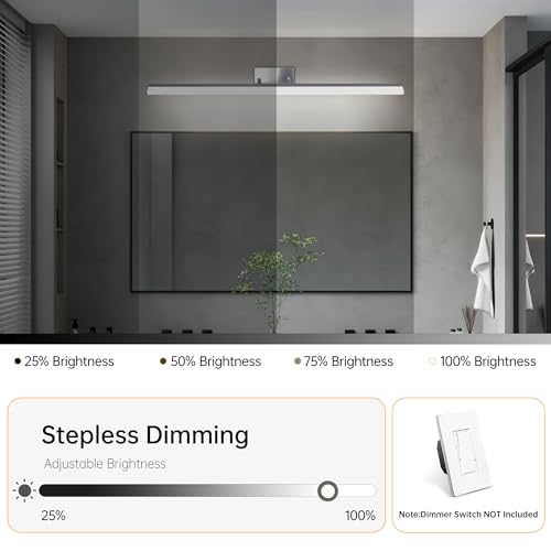 48 inch Bathroom Vanity Light, LED Modern Bathroom Light Fixtures Over Mirror, Dimmable 46W 5000K Cool White Vanity Lighting Fixture, Brushed Nickel Adjustable Vanity Light Bar-UL Certified - color: Cool White 5000K, size: 48 inch