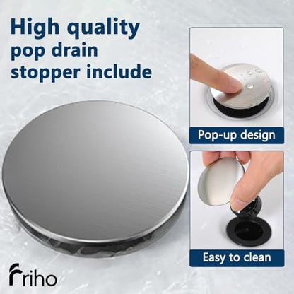 Friho 4 Inch Centerset Bathroom Faucet, 3 Hole Brushed Nickel Lead-Free Stainless Steel 2-Handle RV Vanity Faucet with Pop-up Drain & Supply Hoses - color: Brushed Nickel