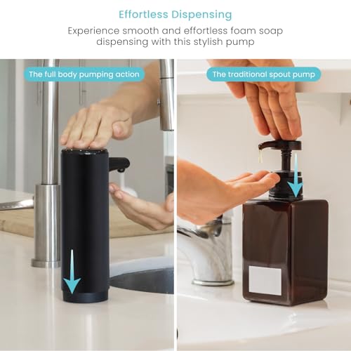 Home Zone Living Foaming Hand Soap Dispenser | Stainless Steel Outer Cover, Refillable Pump for Kitchen and Bathroom Sinks, Black - color: Black