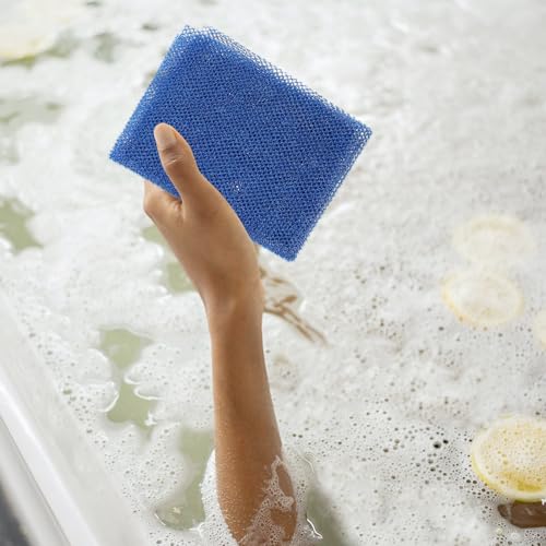 2pcs African Exfoliating Bath Washcloth Back Scrubber Skin Exfoliating Net for Shower Body Cleansing, Practical Bathroom Sponge Set with Blue and Black Colors