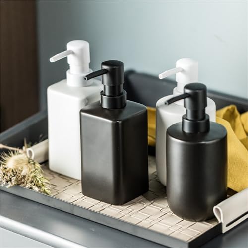 Lotion Dispenser Matte Soap Dispenser Ceramic Lotion for Bathroom Countertop Dish Soap Pump - color: Matte Black, size: Circular