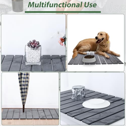 Foldable Stone Bath Mat, 23x15 Inch Gray Stone Bathmat Quick Dry, Diatomaceous Earth Mats Water Absorbing Diatomite Self Drying Mats, Multi-purpose Drying Mat for Kitchen Counter Dish Bathroom Dry - color: Dark Gray-marble