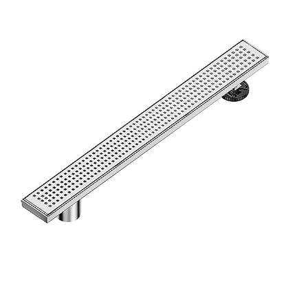 Neodrain 24In Offset Side Outlet Linear Shower Drain w/Grate Cover, Brushed | w/ Quadrato Pattern Grate Cover, 304 Stainless Steel Rectangle Shower Floor Drain, with Leveling Foot, Hair Strainer Catche - color: Brushed- Pattern Grate Cover, size: 24 IN