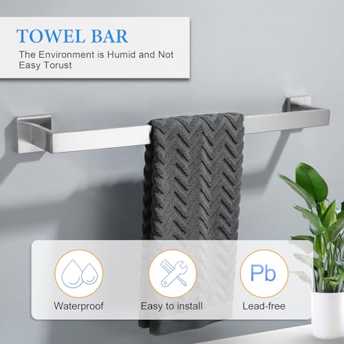 Brushed Nickel Bathroom Towel Bar Set Bathroom Accessories Hardware Set Including Double Towel Bar Towel Ring Coat Hook and Toilet Paper Holder with Shelf. Wall Mounted Stainless Steel - color: 6-piece Brushed