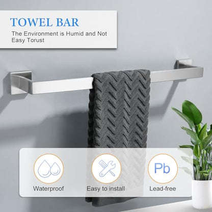 Brushed Nickel Bathroom Towel Bar Set Bathroom Accessories Hardware Set Including Double Towel Bar Towel Ring Coat Hook and Toilet Paper Holder with Shelf. Wall Mounted Stainless Steel - color: 6-piece Brushed