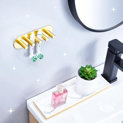 Electric Toothbrush Head Holder, Toothbrush Holders Wall Mounted, Adhesive Tooth Brush Head Holder Organiser, Electric Toothbrushs Holder, Shower Tooth Brushing Holder (Gold, Large) - color: Gold, size: Large