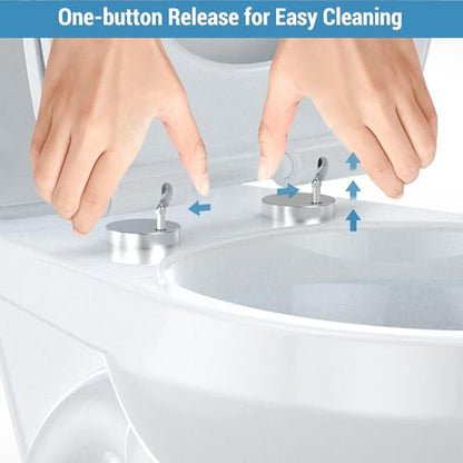 Round Toilet Seat - Slow Close Toilet Seat,PP Material,Easy Clean,16.45"×14.23"×2.08",White