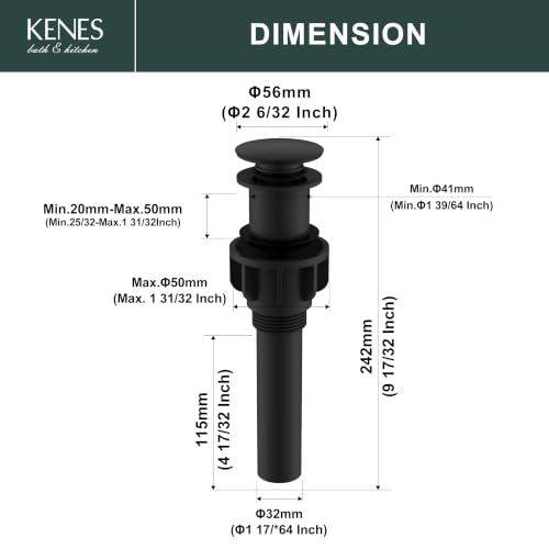 Pop Up Bathroom Sink Drain Without Overflow, Matte Black Pop Up Drain | Bathroom Vanity Sink Drain Assembly, Built-in Anti-Clogging Strainer, Plastic Pop Up Drain for Bathroom Vanity Vessel Sink - color: Matte Black, size: Big Pop up Cap (Without Overflow