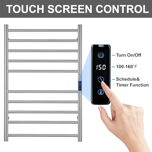 Electric Towel Rack with Voice Control for Alexa & Google Home,TUYA-Wall-Mounted Bathroom Heating Towel Warmer,Stainless Steel Material,31.5x20.08x4.41in,Plug-in,Brushed,10 Bars - color: Brushed With Wifi, size: 10 Bar