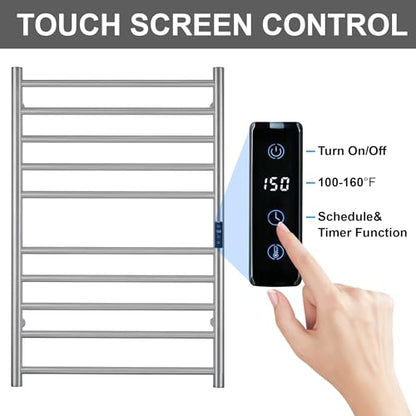 Electric Towel Rack with Voice Control for Alexa & Google Home,TUYA-Wall-Mounted Bathroom Heating Towel Warmer,Stainless Steel Material,31.5x20.08x4.41in,Plug-in,Brushed,10 Bars - color: Brushed With Wifi, size: 10 Bar