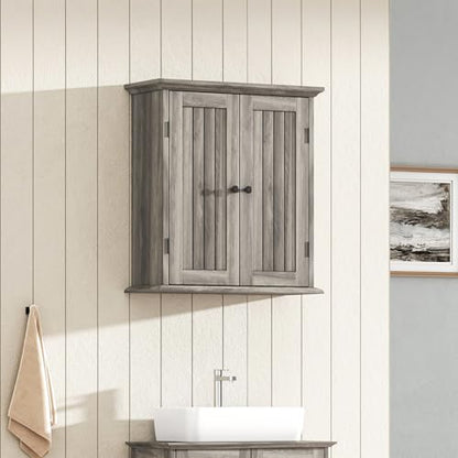 ChooChoo Bathroom Wall Cabinet with 2 Doors, Over The Toilet, Farmhouse | 8.8"D x 21.1"W x 24"H, Medicine Cabinet, Adjustable Shelves, Cupboard, Retro Grey - color: Retro Grey, size: 8.8"D x 21.1"W x 24"H