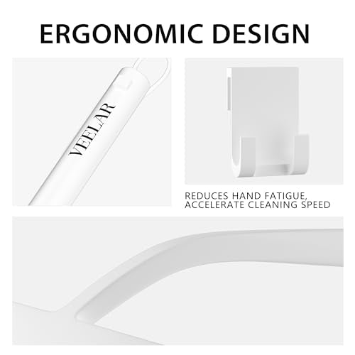 Shower Squeegee for Shower Glass, Bathroom Glass Cleaning Tool with Hook Mount, Squeegee for Glass Doors, Window Cleaning, Tile Shower Walls (White) - color: White
