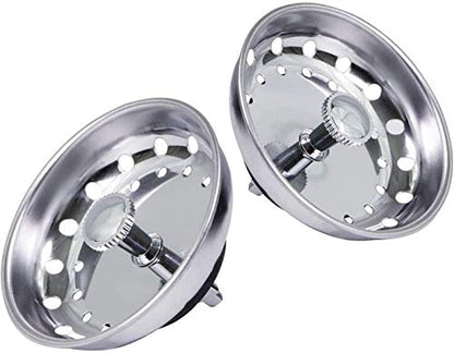 Highcraft FAUC97333-2 Kitchen Sink Basket Strainer Replacement for Standard Drains (3-1/2 Inch) Chrome Plated Stainless Steel Body With Rubber Stopper, Pack Of 2 - size: Pack of 2
