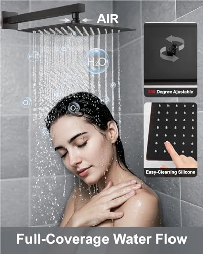 Aolemi Shower System with Rain Head and Handheld,10-Inch,Bronze | High-Pressure Shower Faucet Set with Dual-Function Handheld,Rough-In Valve,1.8 GPM,Wall-Mount Trim Kit - color: Bronze, size: 10 Inch