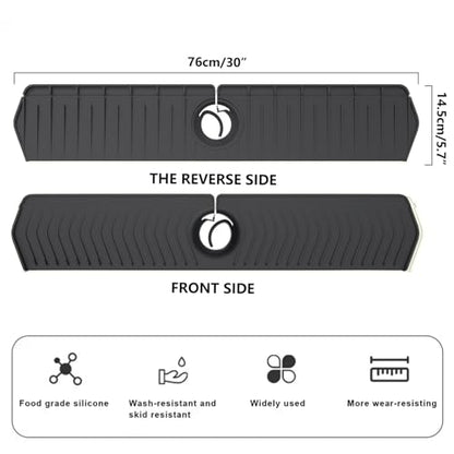 Silicone Sink Splash Guard, 30 Inch Foldable Mat - Adjustable Lock Guard for Kitchen Behind Faucet, Counter Protection(Black) - color: Black