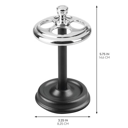 iDesign Toothbrush Holder, Black/Chrome | 4 Divided Sections, For Bathroom or Vanity - color: Chrome/Black, style: Pack of 1