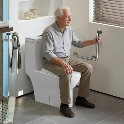 Angled Shower Grab Bar, 16x16 Inch Stainless Steel Bathroom Grab Bar, 1.25" Diameter L-Shaped Brushed Nickel Grab Bars for Bathtubs and Showers, Handicap Shower Grab Bar for Seniors Elderly - size: 16x16 Inch