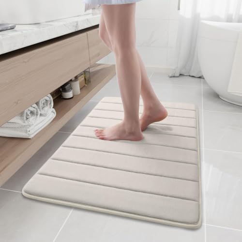 Buganda Memory Foam Bath Mat, 35" x 24", Ultra Soft Bathroom Rugs, Water Absorbent and Machine Washable Bath Rug Runner for Bathroom, Shower, and Tub, Cream - color: Cream, size: 35" X 24"