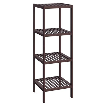 SONGMICS Bamboo Storage Shelf, 4-Tier Shelving Unit, Multifunctional, in the Entryway, Bathroom, Living Room, Balcony, Kitchen, 13 x 13 x 38.6 Inches, Brown UBCB54C - color: Brown, size: 4 Tiers (13"D x 13"W x 38.6"H)