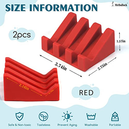Self Draining Silicone Soap Dish Holder Waterfall Tray, 2 Pack Red Green | Waterfall design drains fast to keep soap dry, non-slip silicone base anti slide, soap saver for bathroom & kitchen - color: Red-green, size: 2