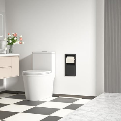 Toilet Paper Holder, Hidden Tampon Storage Holder | in Wall Toilet Roll Holder, Recessed Toilet Niche for Bathroom (Matte Black) - color: Matte Black
