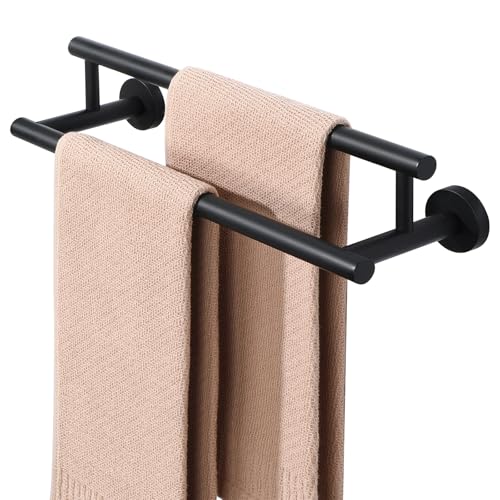 Alise Double Towel Bar Black,16" Towel Racks for Bathroom Wall Mounted | Bathroom Towel Rack SUS304 Stainless Steel Bathroom Towel Holder Quick Drying Hand Towel Holder Towel Bar for Walls - color: Matte Black, size: 16-Inch (2-Bars)