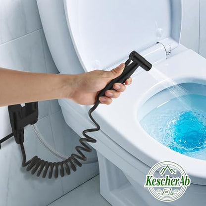Handheld Toilet Bidet Sprayer for Toilet | Adjustable Water Pressure Control with Complete Bidet Spray Hoses Kit for Feminine Wash, Cloth Diaper Sprayer for Baby Wash - color: Black