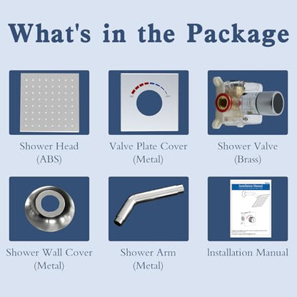 6 Inch Digital Display Shower Head System 6 Inch Head with Valve Shower System with Valve Bathroom Bath System (Matte Black) - color: Matte Black, style: 6 "shower head