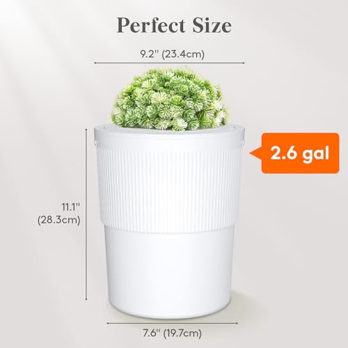Lifewit 2.6 gal Dog Proof Trash Can with Pop-Up Lid | Small Hidden Garbage Can with Decorative Faux Plant, Plastic Waste Basket for Bedroom, Office, Living Room, Kitchen, Bathroom