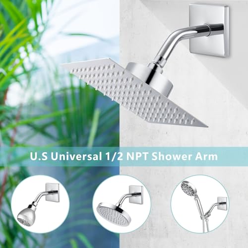 Shower Arm with 3.5" Flange, 6 Inch Wall Mount Replacement Shower Head Arm For Fixed Shower Heads and Handheld Showerhead, Chrome - color: Chrome, style: 6 Inch