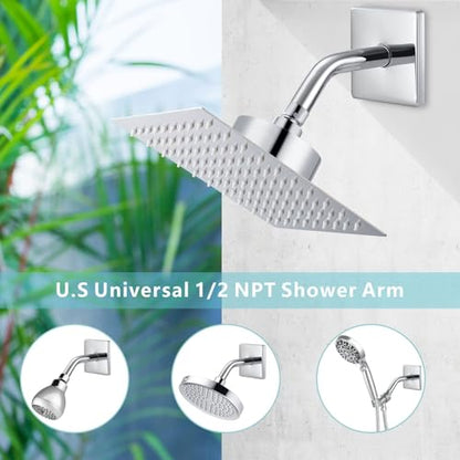 Shower Arm with 3.5" Flange, 6 Inch Wall Mount Replacement Shower Head Arm For Fixed Shower Heads and Handheld Showerhead, Chrome - color: Chrome, style: 6 Inch