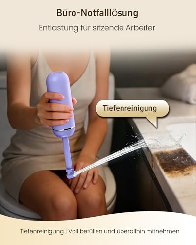 Portable Bidet for Travel & Camping - Manual Squeeze Peri Bottle Handheld | 3 Leak-Proof Seals | BPA-Free | Feminine Hygiene Care | Postpartum | Extendable Sprayer with Nozzle | for Men&Women-Purple - color: Purple