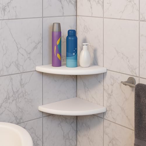 4 Pcs White Marble Corner Shower Shelf for Bathroom 9 x 9 Inch Wall Mounted Both Sides Polished Marble Corner Shelves Shower Caddy for Bathroom Wall (Classic) - style: Classic