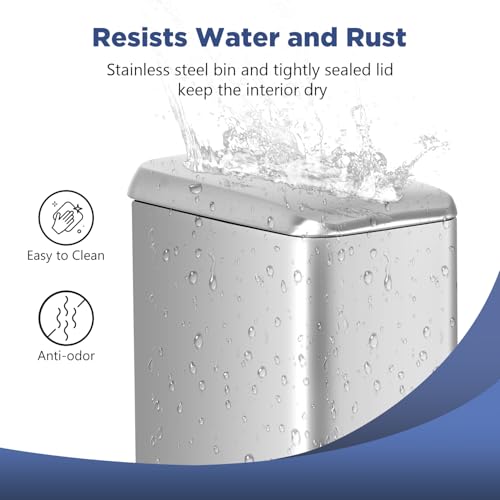 BestOffice Bathroom Trash Can with Lid, 1.3 Gallon Step Pedal Small Trash Can, Stainless Steel Trash Bin for Bathroom, Bedroom, Kitchen, Office (5L) (1 Pack) - color: Stainless Steel
