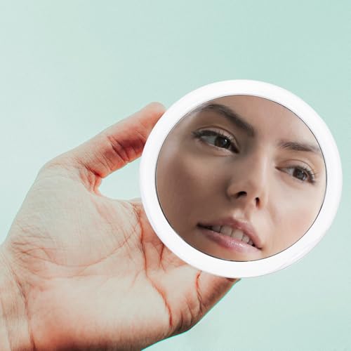 NOLITOY Magnifying Makeup Mirror with Suction Cup White Round Edge Cosmetic Mirror Φmm for Bathroom and Bedroom Easy Mounting Practical for Daily Skin Care and Personal Grooming