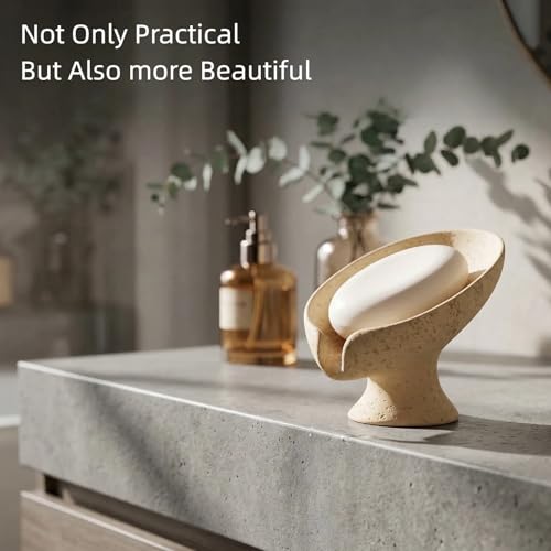 Bar Soap Holder, Soap Dish for Shower, Self Draining Soap Dish,Travertine Style Soap Holder, Used for Sinks, Bathrooms, Showers,Kitchens (Light Khaki Limestone) - color: Light Khaki Limestone