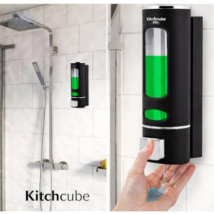 Wall Mounted Liquid Soap Dispenser for Bathroom & Kitchen, Refillable Hand Wash Shampoo Sanitizer Dispenser with Easy Press Pump, Leakproof Soap Holder with Transparent Window