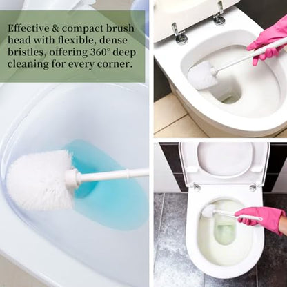 14 Sets Toilet Brush and Holder Set 14.57 Height Bathroom Cleaning Brush with Caddy, Toilet Bowl Scrubber for Deep Cleaning(White)