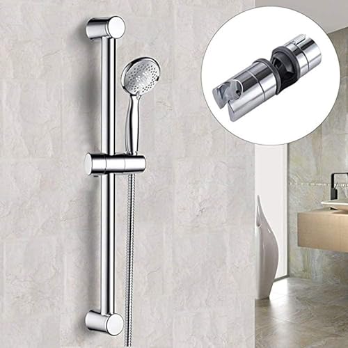 Adjustable Shower Head Holder for Slide Bar 18-25MM, ABS Chrome | Universal 18-25MM O.D. Rail Head Bracket Holder for Slider Clamp Bathroom Replacement 360 Degree Rotation Sprayer Holder
