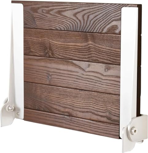 Seachrome 18 inch Silhouette Slimline Folding Wall Mount Shower Bench Seat, Natural Ash Wood Thermacor Seat with Matte Black Frame - color: Walnut Ash Wood With Matte Black Frame