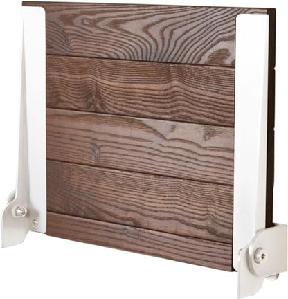 Seachrome 18 inch Silhouette Slimline Folding Wall Mount Shower Bench Seat, Natural Ash Wood Thermacor Seat with Matte Black Frame - color: Walnut Ash Wood With Matte Black Frame