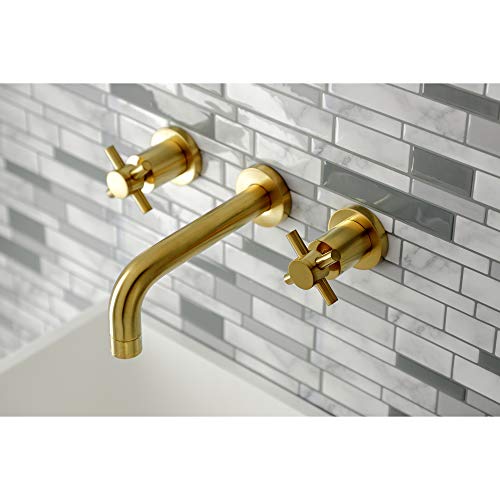 Kingston KS8127DX Wall Mount Bathroom Faucet, Brushed Brass