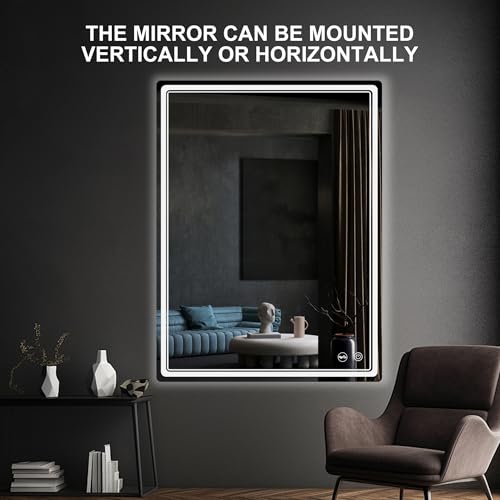 LED Bathroom Mirror with Lights, Anti-Fog, Dimmable, Lighted Bathroom Vanity Mirror for Wall, UL-Certified (48 x 36) - size: 48"L x 36"W